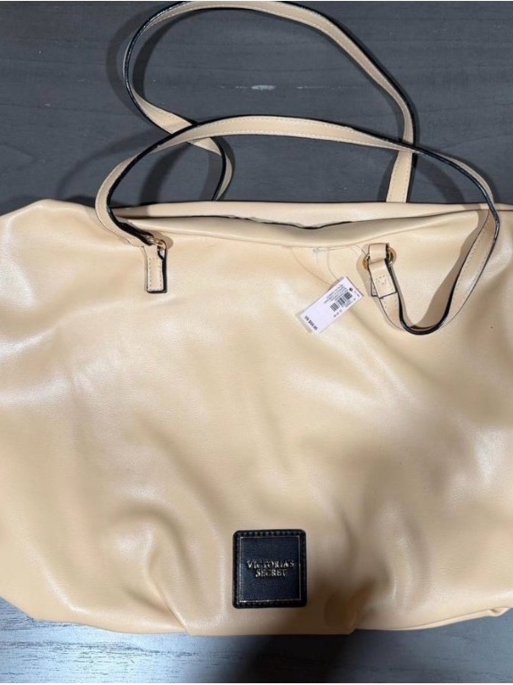 Victoria's Secret Beige Tote Bag with Black Trim